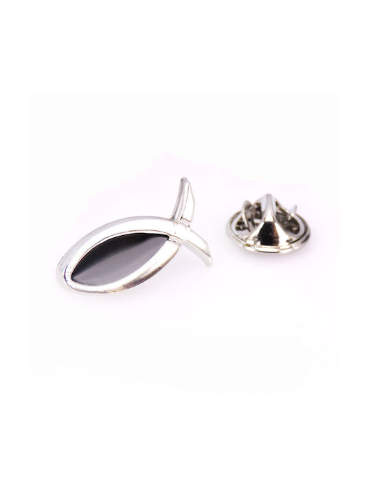 Silver Black Fish Pin