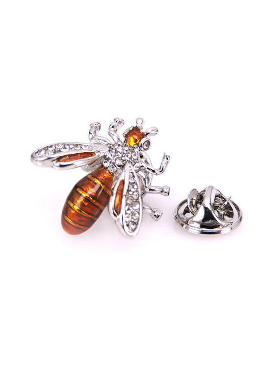 Silver Brown Wasp Pin