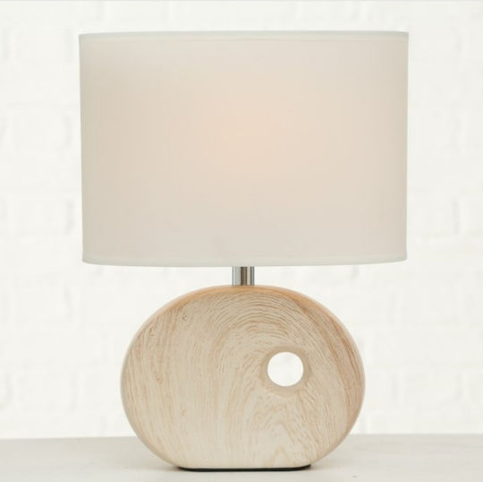 Boltze Ceramic Table Lamp LED with White Shade and Beige Base