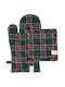 Amo La Casa Set Cotton Checkered Tartan Cypress Oven Mitts
