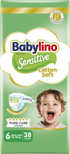 Babylino Πάνες με Αυτοκόλλητο Sensitive Chamomille No. 6 για 13-18kg 38τμχ