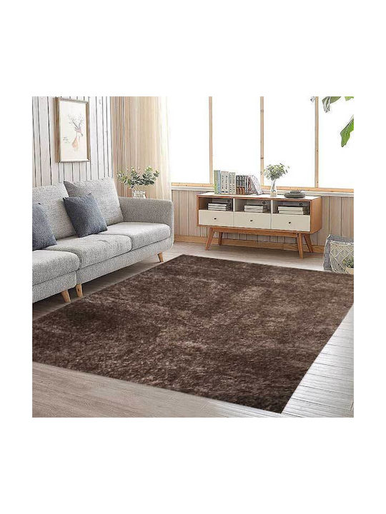 SpitiBazaar Rug Rectangular Shaggy Furry Brown