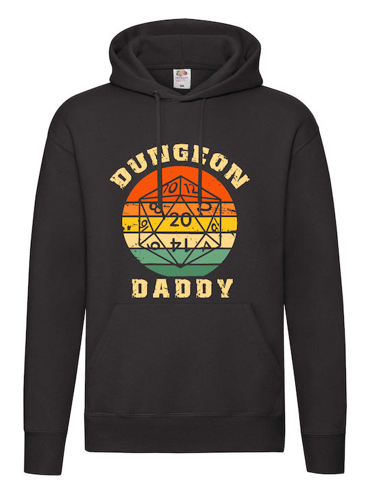 Fruit of the Loom Daddy Φούτερ με Κουκούλα Μαύρο