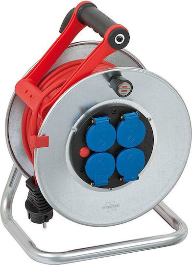 Steckdosenleiste 4 Positionen mit USB-A und Kabel 25m Rot
