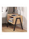 Bedside Table Taffa Wooden with Metal Legs Black 49x35x49cm