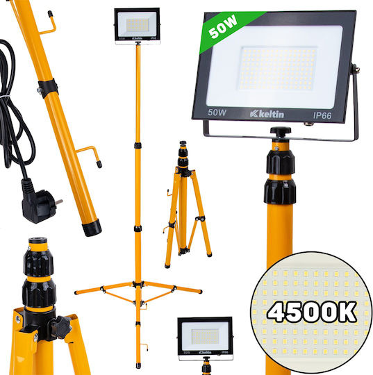 Led Projector Telescopic Stand Construction 50 W Neutral White 4500 K Keltin K02066
