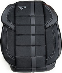 Huse Universale pentru Scaune Auto Idealstore Model Premium Panda Material Antiderapant Respirabil Cusături Speciale Airbag Imitație Piele Textil Culoare Neagră Cusături Gri