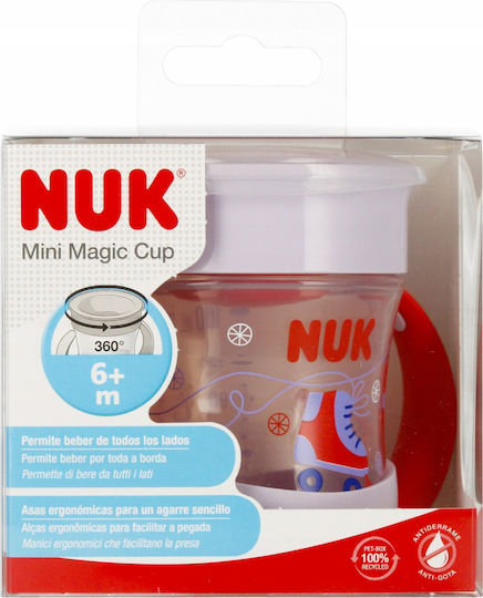 Nuk Παιδικό Ποτηράκι Mini Magic από Σιλικόνη Κόκκινο 160ml για 6m+