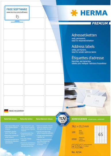 Herma Αυτοκόλλητες Ετικέτες Α4 Ορθογώνιες Address 38.1x21.2mm