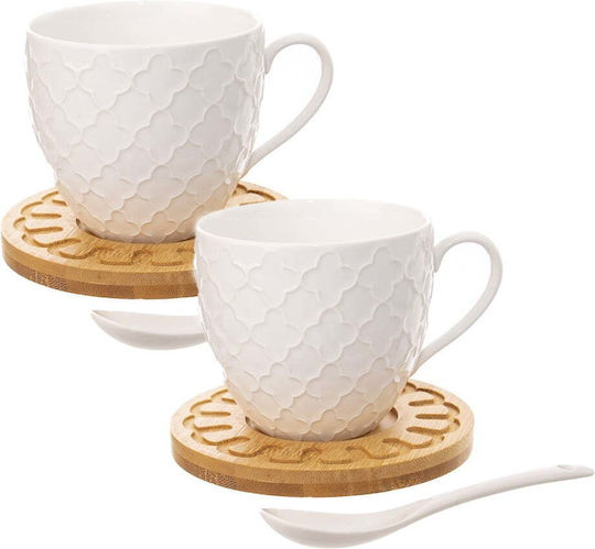 Orion Set Tassen Kaffee aus Porzellan Weiß 250ml 2Stück