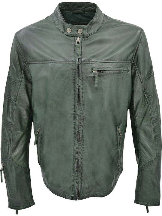 Δερμάτινα 100 Δερμάτινο Μπουφάν Biker Green
