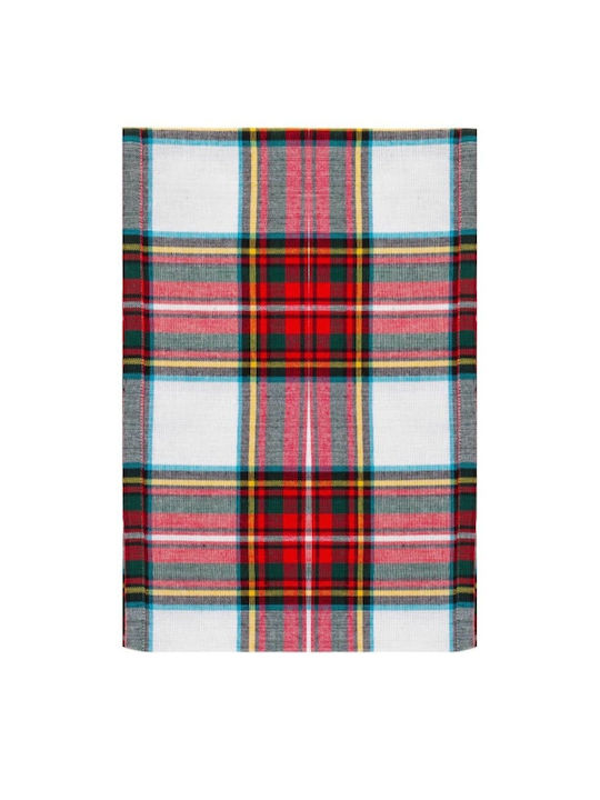 Amo La Casa Runner Βαμβακερό Καρώ 45x140 Tartan Λευκό Κόκκινο