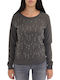 Women's Blouse Cotton Long Sleeve with Zipper Gray