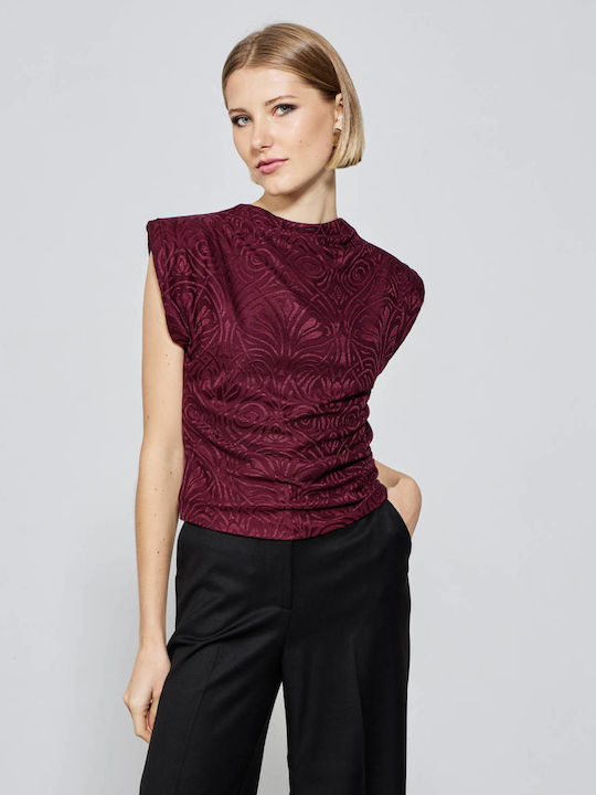 Bruză Damă Fără Mânecă Burgundy