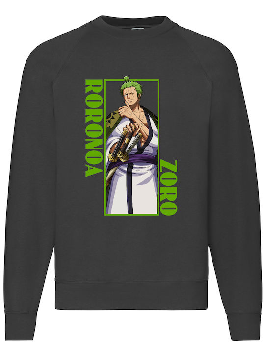Fruit of the Loom Sweater One Piece Zoro No2 Hanorace One Piece Negru