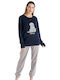 Rachel Winter Damen Pyjama-Set Blau