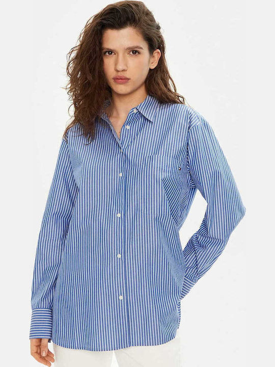 Women's Striped Long Sleeve Shirt Blue