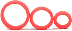 Enhanced Red Color Silicone Triple Cock Ring Set