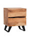 Bedside Table Alicia Wooden with Metal Legs Beige 45x35x56cm