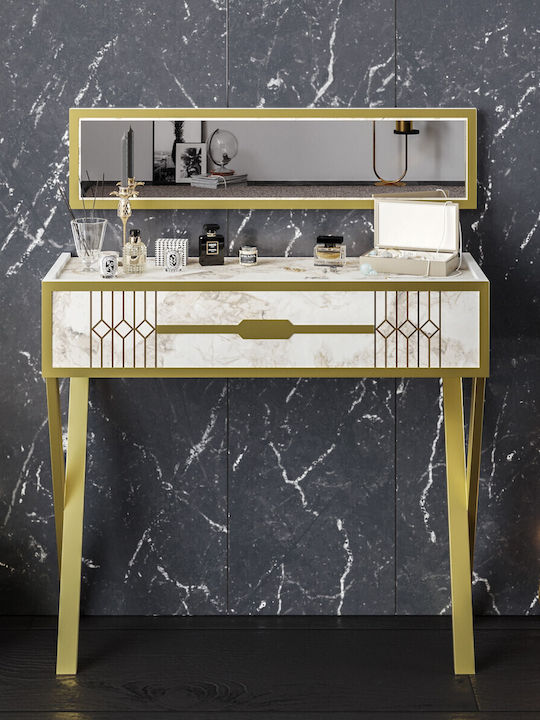 Frida Konsolemit Spiegel White-gold L90xB32xH80cm