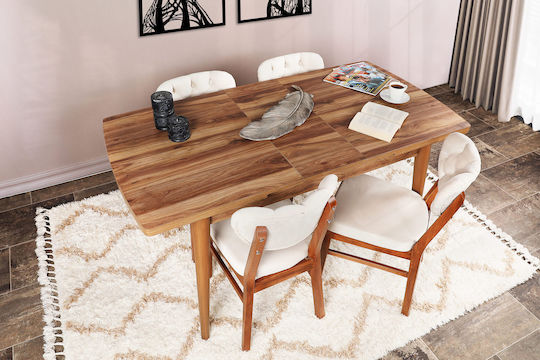 Inci Τραπεζαρίας Επεκτεινόμενο Walnut 129+28x80x79εκ.