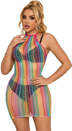 Subblime 952341 Rainbow Fishnet Bodystocking One Size