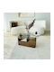 Round Central Glass Coffee Table Walnut-Clear W75xL75xH35cm