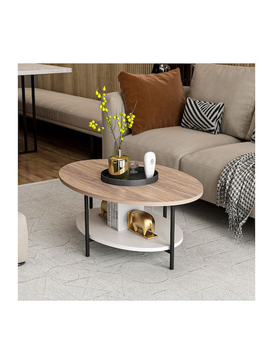 Oval Central Coffee Table Elis Wooden Multicolour M90xP60xH36cm