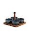 Country Casa Stone Dessert Divided Serving Tray with 4 Slots Black 19x19x13.5cm 4pcs