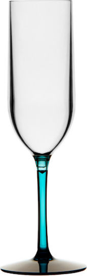Marine Business Set of Glasses Champagne made of Glass in Turquoise Color Stemmed 6pcs