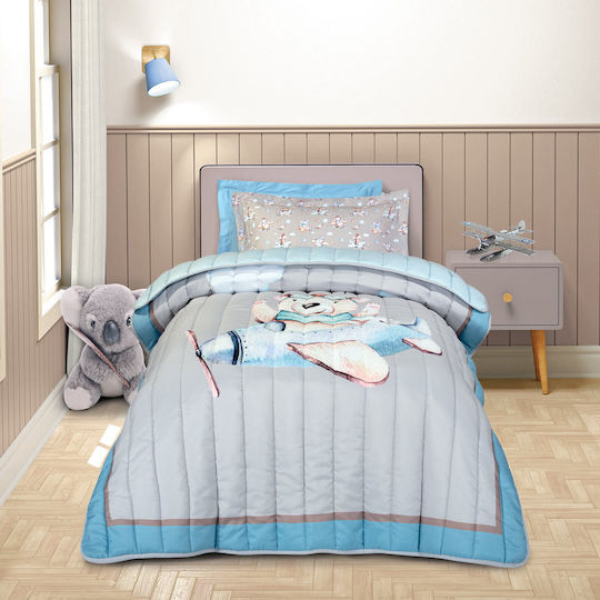 Greenwich Polo Club Kids Duvet Double Sided Single with Microfiber Filling Beige, Blue, Grey 160x220cm Greenwich Polo Club Kids Duvet Double Sided Single with Microfiber Filling Beige, Blue, Grey 160x220cm