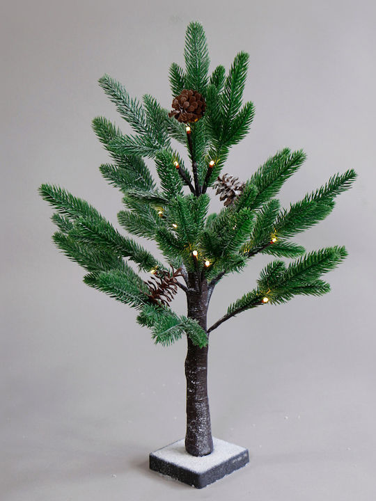 Christmas Decorative Illuminated Tree 60cm IP20 Battery Green Snow Pine Tree With Pine Cones