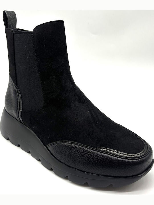 Level Anatomic Ghete dama Chelsea de catifea Negru