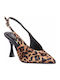 Pointed Toe Heels with Strap Animal Print Tabac Brown