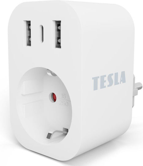 Tesla Smart Steckdosenleiste 4 Positionen mit 2 USB-A und 1 USB-C