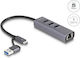 DeLock USB Хъб 3 Порта USB 3.0 с Връзка USB-A / USB-C / Ethernet Сив
