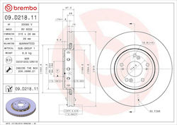 Front Brake Disc Right Left Brembo Honda Cr-v Iv 1.6d/2.2d 10.12 Diameter 315mm Thickness 28mm 5 Holes Ventilated Internal Front Brake Disc Right Left Brembo Honda Cr-v Iv 1.6d/2.2d 10.12 Diameter 315mm Thickness 28mm 5 Holes Ventilated Internal