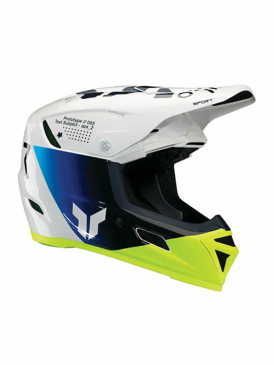 Thor Blue/White/Yellow Motorcycle Helmet Motocr...