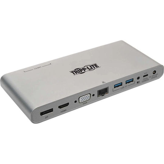 Eaton USB-C Docking Station με HDMI/DisplayPort 4K PD Ethernet και σύνδεση 3 Οθονών Γκρι