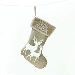 Christmas Decorative Beige Socks with Reindeer ...