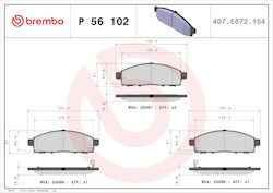 Brembo Front Brake Pads Set Nissan Nv200/evalia 1.5d/1.6 02.10 Width 155mm Height 51mm Thickness 17mm Wear Sensors 2 Brembo Front Brake Pads Set Nissan Nv200/evalia 1.5d/1.6 02.10 Width 155mm Height 51mm Thickness 17mm Wear Sensors 2