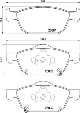 Brembo Front Brake Pad Set Honda Civic Ix X 1.0-2.2d 02.12 Height 57mm Width 156mm Thickness 17mm Wear Sensor Yes
