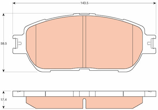 Set Plăcuțe De Frână Față Trw Automotive Toyota Camry Sienna 2.4-3.5 08.01 Lexus Înălțime 58.5mm Lățime 143.5mm Grosime 17.4mm
