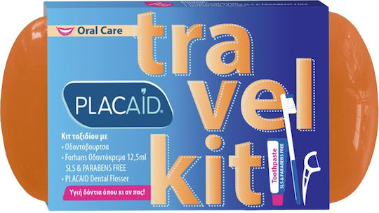 Plac Aid Oral Care Travel Kit Οδοντόβουρτσα Πορτοκαλι 3τμχ