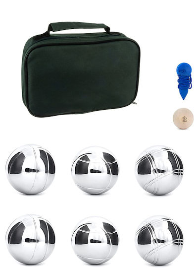 Geological Petanque Game Zola 6 Metal Balls Storage Case 1 Wooden Ball String Measuring Distance