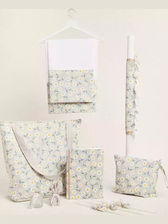 Handmade Baptism Set for Girl Daisy Theme 11pcs 331214 Ntampoudis Ntm-331214