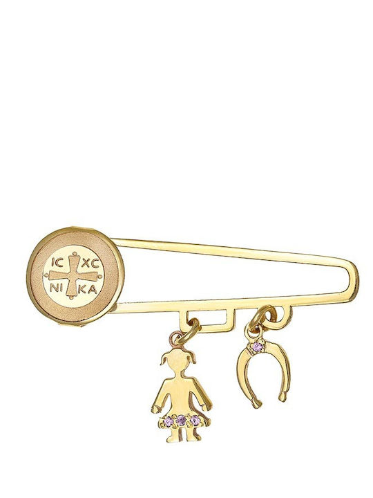 Ioannis Kosmima Child Safety Pin made of Gold 9K for Girl
