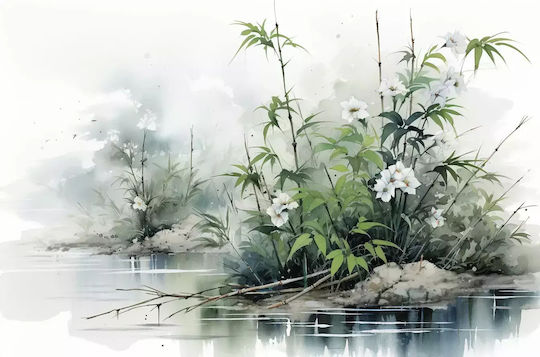 Moderne Tapete See Blätter Pflanzen Tapete 240x360