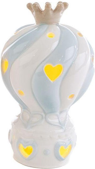 Balon cu aer cald decorativ cu LED din porțelan albastru deschis – alb Ls55184 Georgiou Sg-ls55184