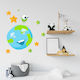 Wandsticker Erde Sterne 50cm x 55cm